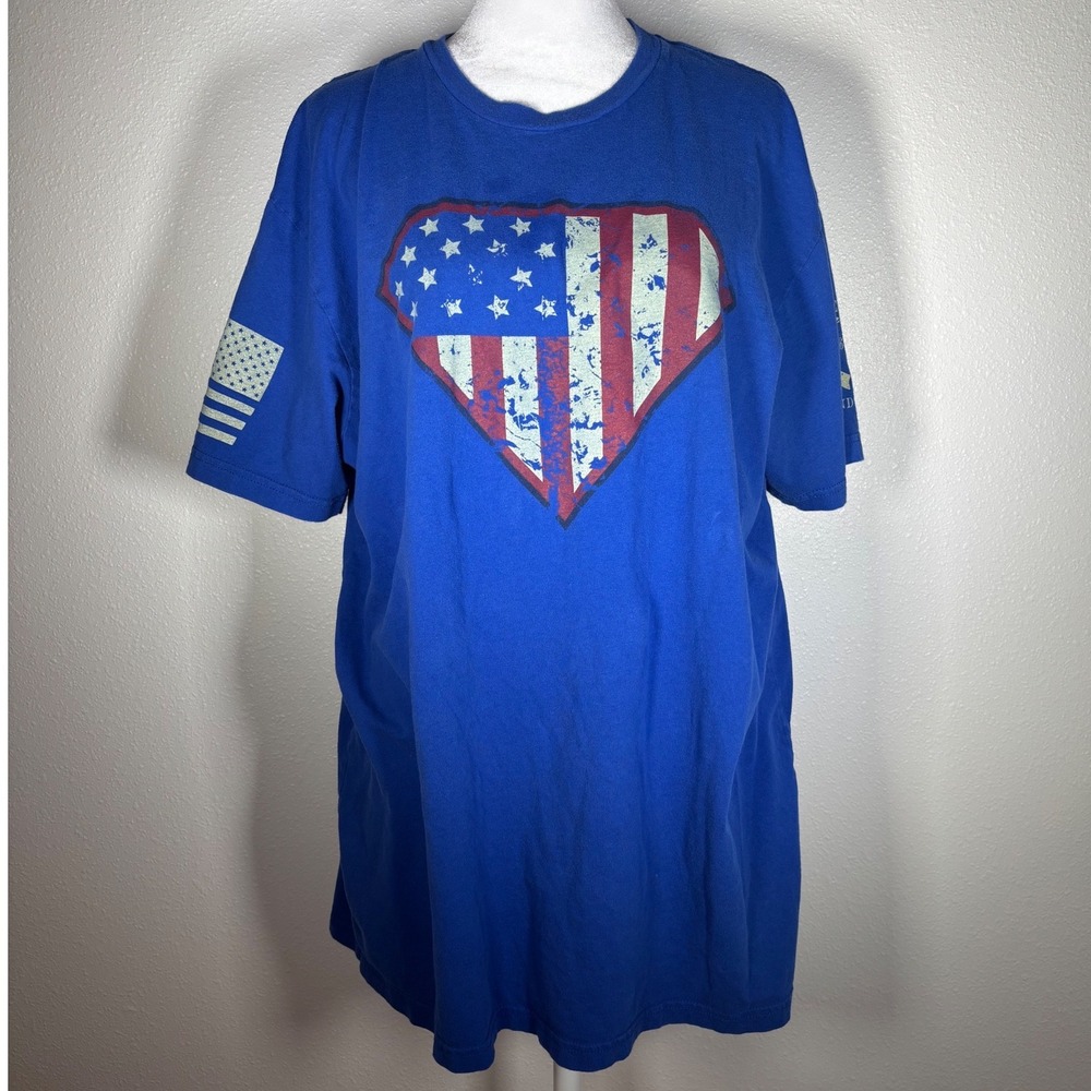 Patriotic Superman Hero American Mens XL Blue American Military Veteran T-Shirt